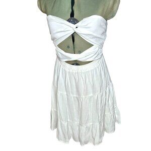 Woman's MOD on Tred resort smocked midi length strapless pullover cover L